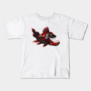 Watercolor black-red cross-finned fish Kids T-Shirt